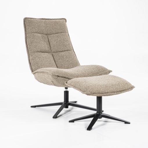 Fauteuil Marcus met voetenbank- beige Baquer - Afbeelding 2