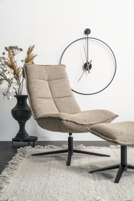 Fauteuil Marcus met voetenbank- beige Baquer