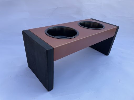 Hondenvoerbak brick/zwart eiken