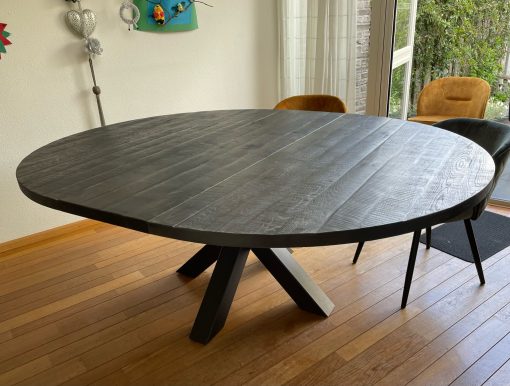 Ronde tafel Rita uitschuifbaar mango look OD Zwart - Afbeelding 2
