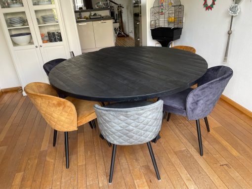 Ronde tafel Rita uitschuifbaar mango look OD Zwart - Afbeelding 4