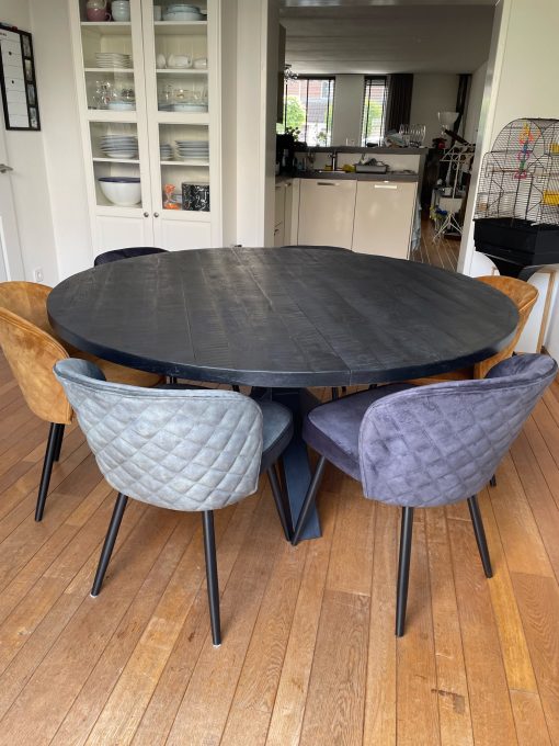 Ronde tafel Rita uitschuifbaar mango look OD Zwart - Afbeelding 3