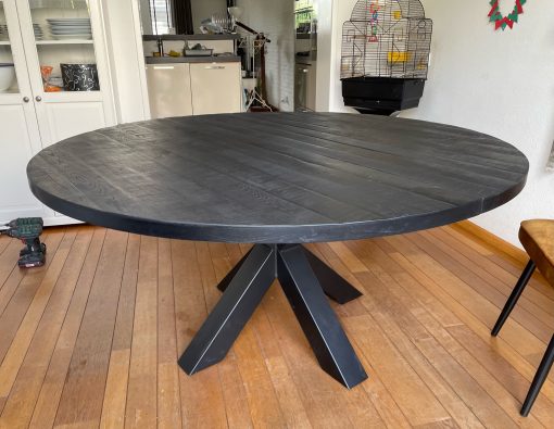 Ronde tafel Rita uitschuifbaar mango look OD Zwart - Afbeelding 6