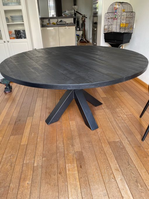 Ronde tafel Rita uitschuifbaar mango look OD Zwart