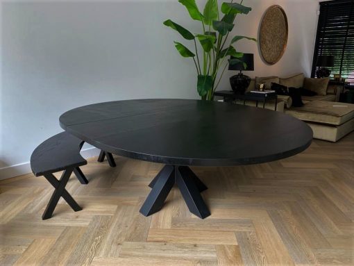 Ronde tafel Rita uitschuifbaar eiken zwart - Afbeelding 2