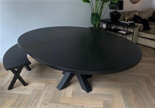Ronde tafel Rita uitschuifbaar eiken zwart - Afbeelding 5