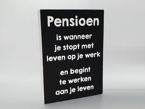 Tekstblok 25x18cm Pensioen zwart
