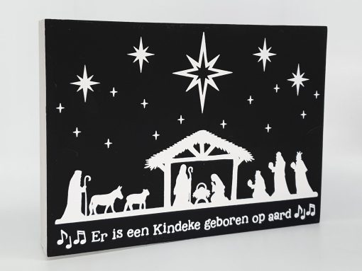 tekstblok Kerststal zwart