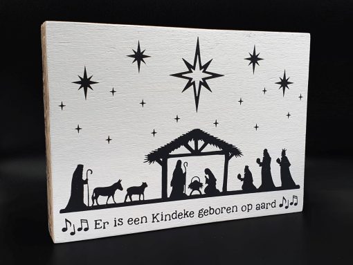 tekstblok Kerststal Wit