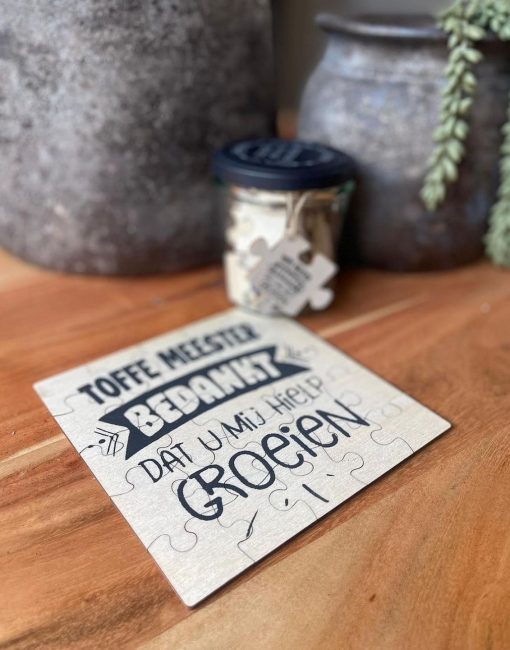 Puzzel in potje Bedankt Meester