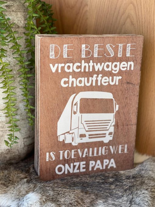 Tekst blok papa beste vrachtwagen chauffeur hout