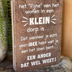 Tekst blok wonen in klein dorp hout