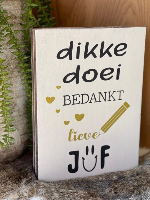 Tekst blok Dikke doei Juf wit