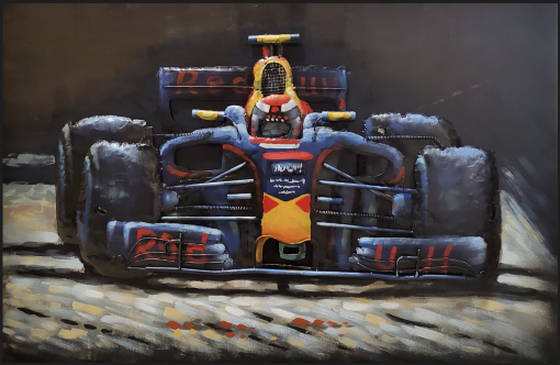 3D Schilderij Formule 1 auto metaal 80x120cm