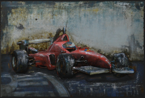 3D Schilderij F1 Ferrari metaal 40x60cm