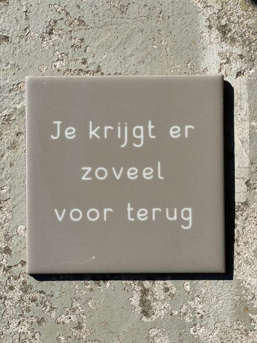 Tegeltje je krijgt er zoveel voor terug