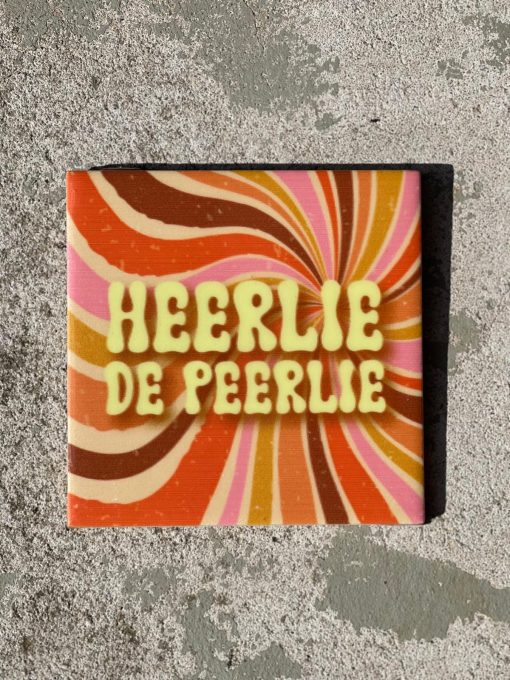 Tegeltje spreuktegel Heerlie de peerlie