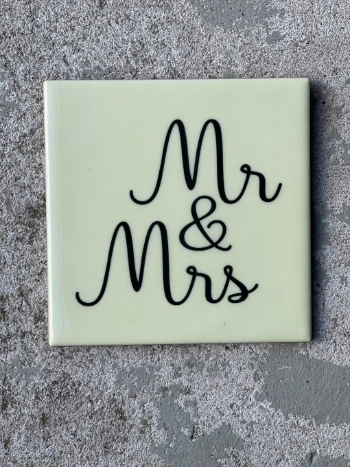 Tegeltje spreuktegel Mr and Mrs