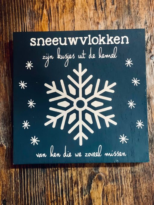 Tekstblok kerst sneeuwvlokjes zijn kusjes (blauw) - Afbeelding 2