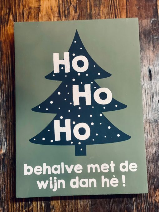 Tekstblok kerst ho ho ho wijn groen/groen - Afbeelding 2