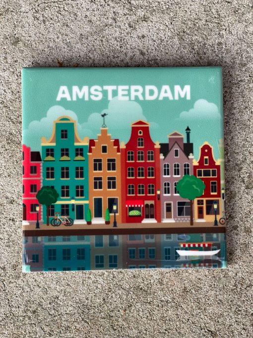 Tegeltje spreuktegel Amsterdam gekleurd