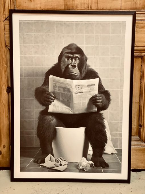 Schilderij aap toilet