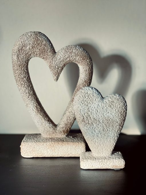 Aardewerk ornament hart beige Groot - Afbeelding 2