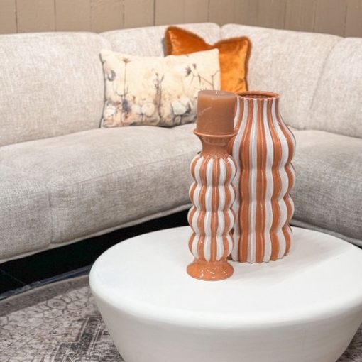 Aardewerk vaas stripes | 24,5x24,5x47,5cm | bloemenvaas aardewerk - Afbeelding 3