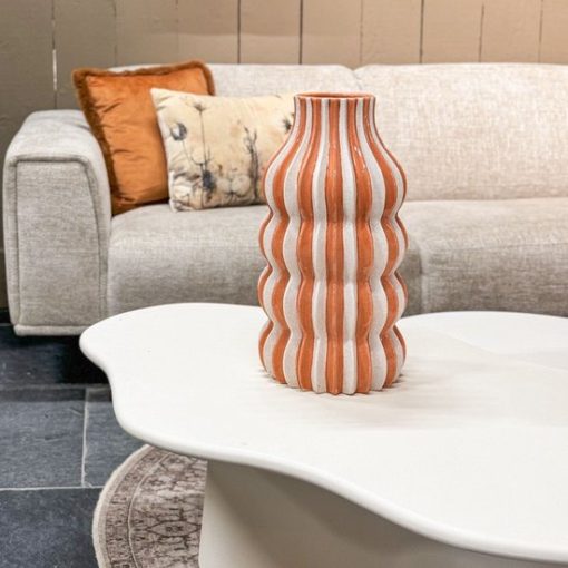Aardewerk vaas stripes | 24,5x24,5x47,5cm | bloemenvaas aardewerk - Afbeelding 5