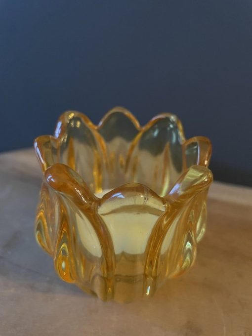 Waxinelichtje Tulp Geel Glazen kaarsenhouder | Tulpen | waxinelichthouder - Glass - Kandelaar - Kanderlaarset - Handgemaakt - Helder - Glas - Ronde vorm - Woon - Wonen - Decoratie - woonaccessoires - Woonaccessoire - Chique - Theelichthouder