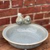 Vogelbad glazed light blue 23x5cm