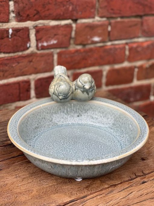 Vogelbad glazed light blue 23x5cm