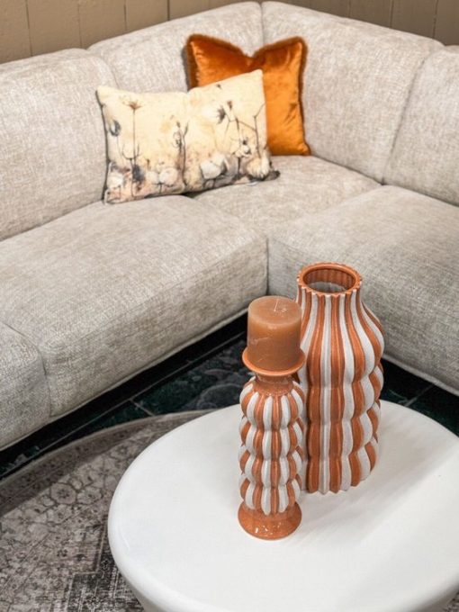 Aardewerk vaas stripes | 24,5x24,5x47,5cm | bloemenvaas aardewerk - Afbeelding 7