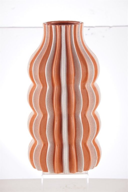 Aardewerk vaas stripes | 24,5x24,5x47,5cm | bloemenvaas aardewerk - Afbeelding 8