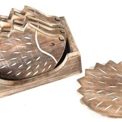 onderzetters egel set=6 10x14cm natural