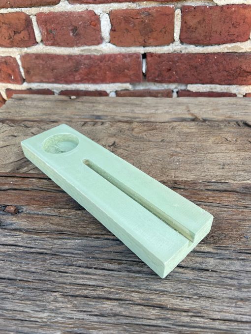 Tegelhouder met waxine 21x6cm pastel groen, gerecycled hout. - Afbeelding 6