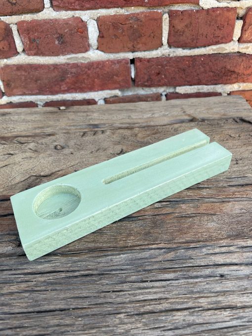 Tegelhouder met waxine 21x6cm pastel groen, gerecycled hout. - Afbeelding 3
