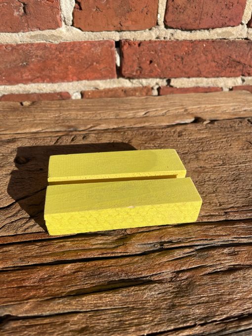 Tegelhouder 10x6cm Geel, gerecycled hout. - Afbeelding 4