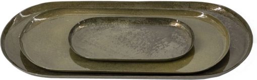 Metalen dienblad ovaal olive | 20x9,5x1,5cm | dienblad metaal olijf ovaal - Afbeelding 2