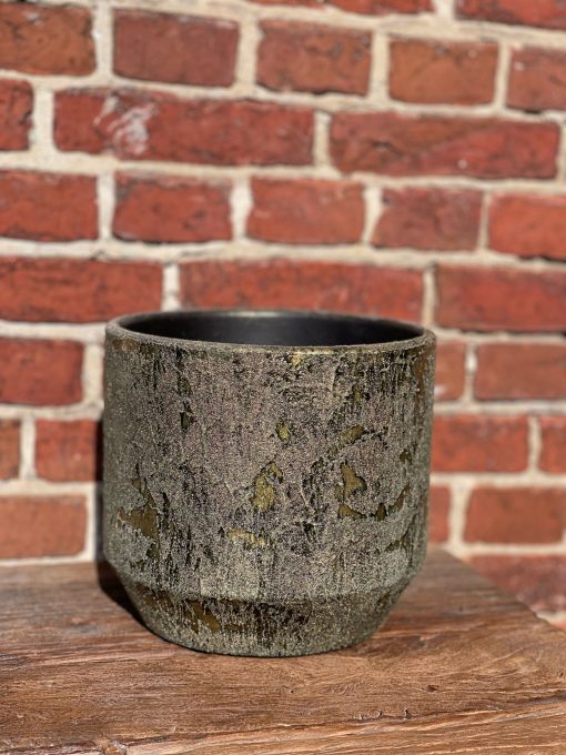 Bloempot groen met gouden accenten 20x19cm