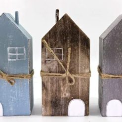 Set van 3 houten huisjes