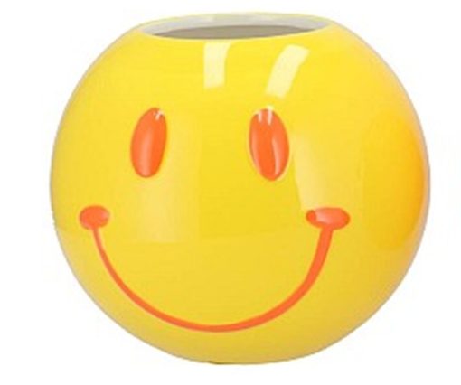 Smiley vaas 15x15x12cm Geel/oranje