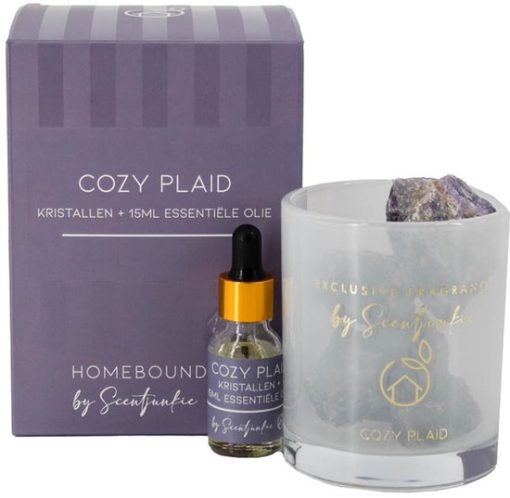 Geur kristal met 15ml essentiële olie 'Cozy plaid' | geur kristal