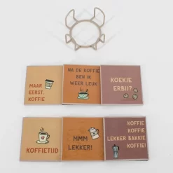 Onderzetters set van 6 koffie