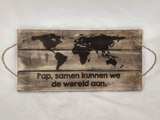 dienblad touw 50x25cm pap, samen kunnen we de wereld aan naturel