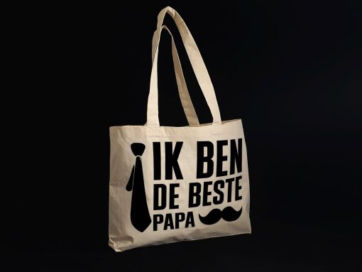 Tas Shopper XL 36/65x50cm ik ben de beste papa ecru
