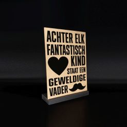 Tekst bord in standaard 21x15cm achter elk fantastisch kind natural / black (zwart)