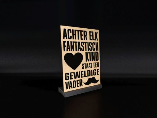 Tekst bord in standaard 21x15cm achter elk fantastisch kind natural / black (zwart)