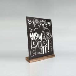 Tekst bord in standaard 21x15cm geslaagd, you did it zwart/naturel (wit)