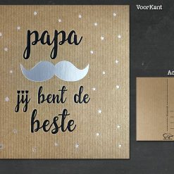 kaart letterpress 13x13cm papa jij bent de beste striped karton